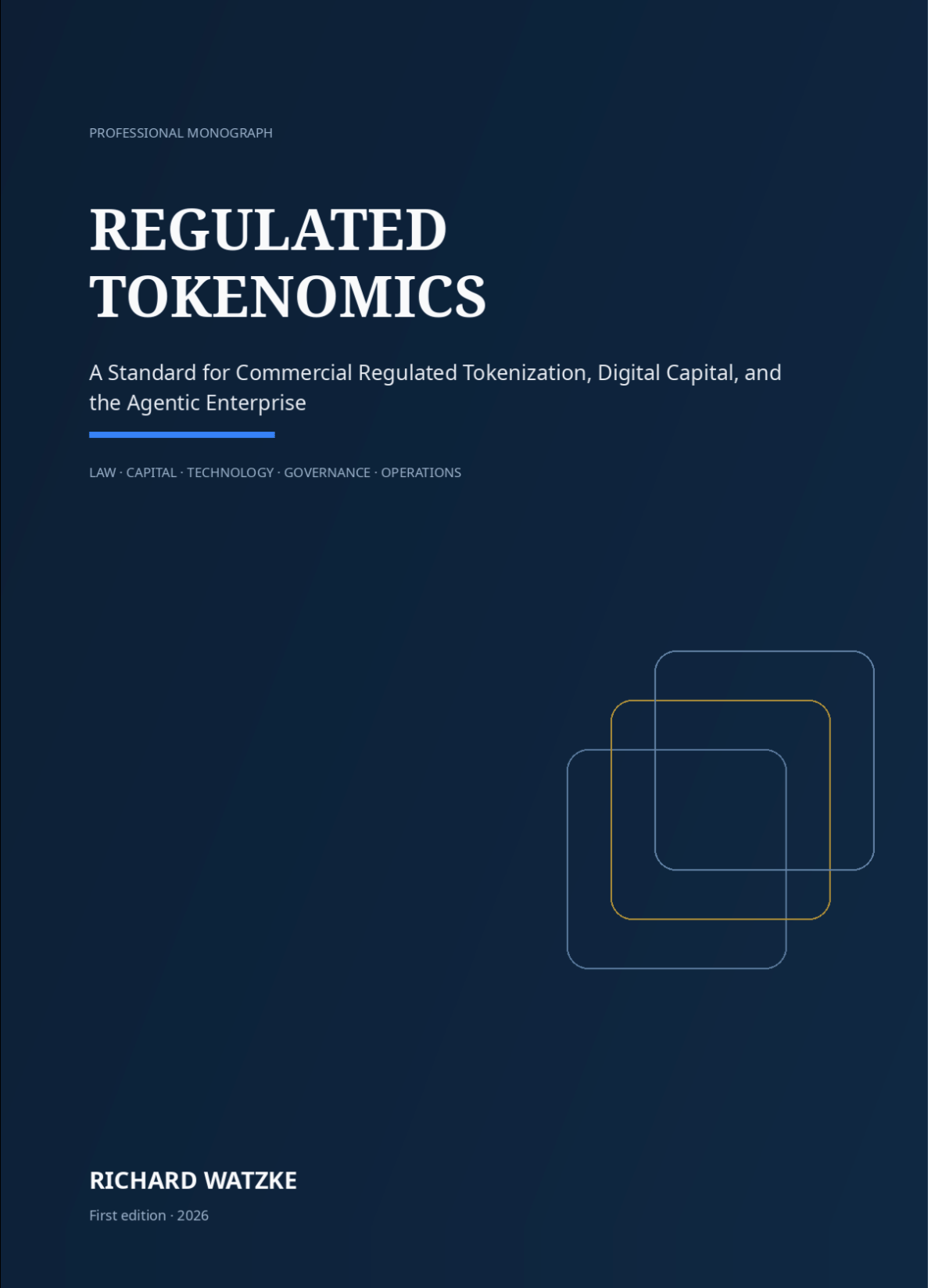 Cover of the English edition of the monograph Regulated Tokenomics by Richard Watzke