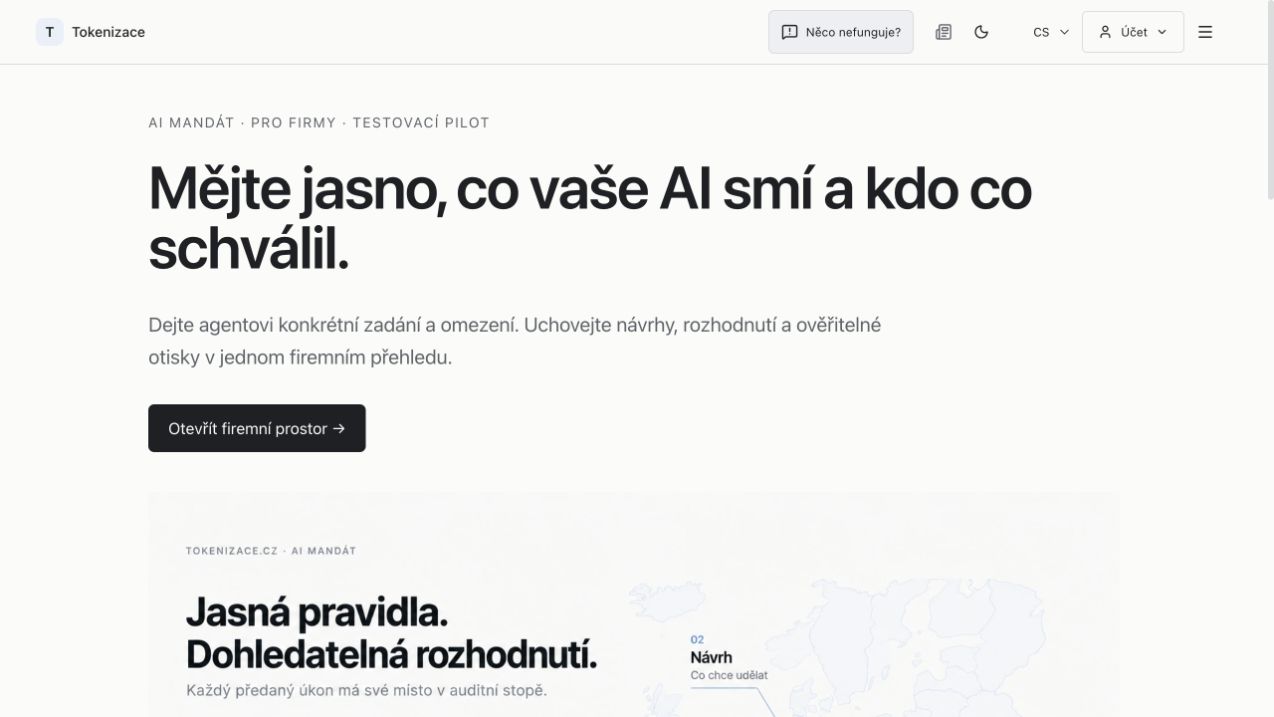 Veřejný průvodce testovacím pilotem AI Mandát na Tokenizace.cz